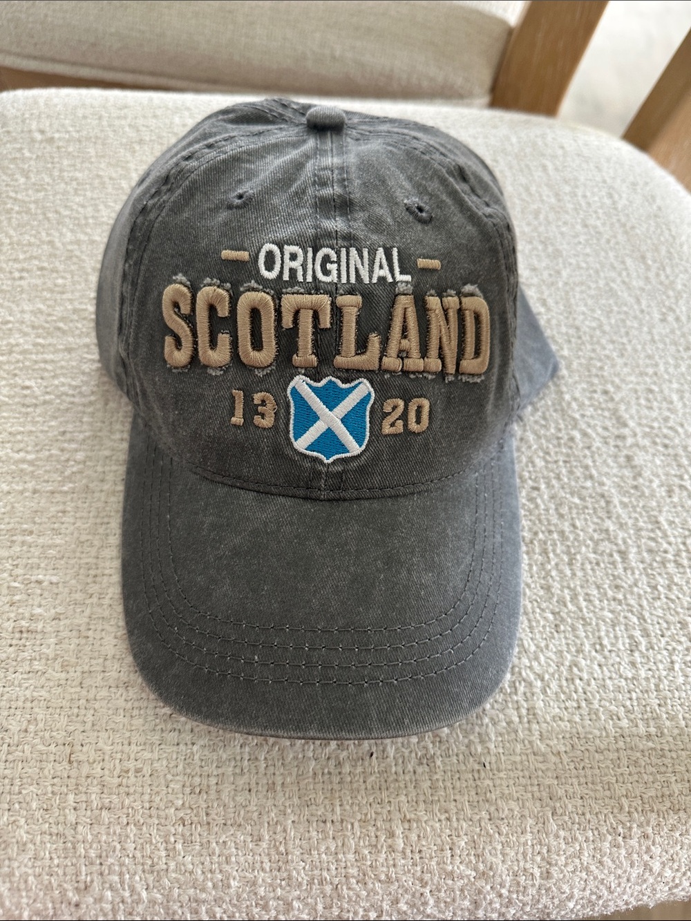 Original Scotland Embroidered Cap in Charcoal with Tan Accents